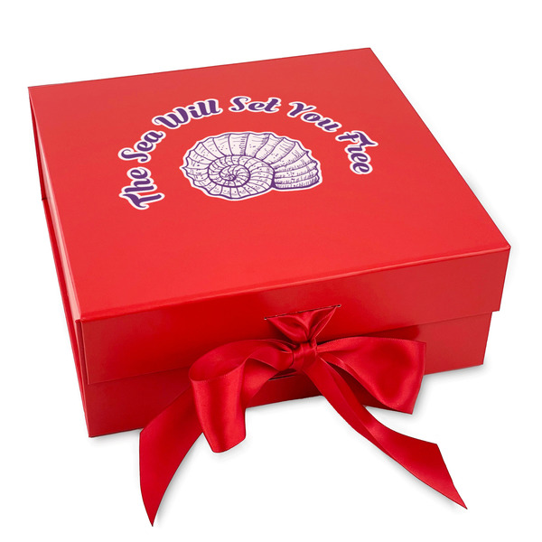 Custom Sea Shells Gift Box with Magnetic Lid - Red