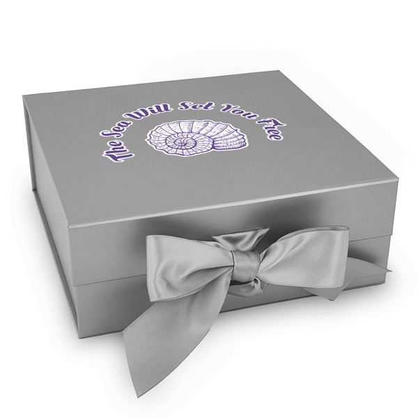Custom Sea Shells Gift Box with Magnetic Lid - Silver