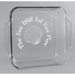 Sea Shells Glass Cake Dish - 8in x 8in (Personalized)