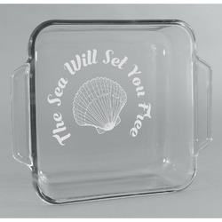 Sea Shells Glass Cake Dish - 8in x 8in (Personalized)