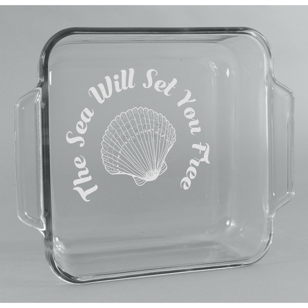 Custom Sea Shells Glass Cake Dish - 8in x 8in (Personalized)