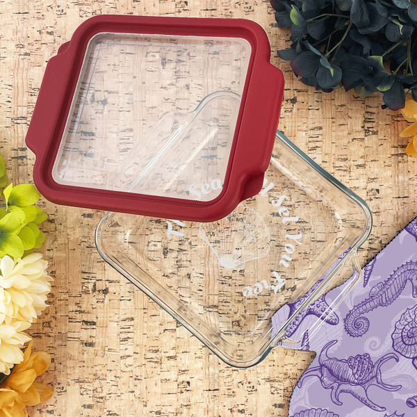 Sea Shells Glass Cake Dish - LIFESTYLE (8x8)