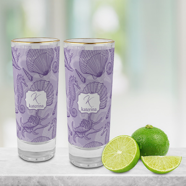 Sea Shells Glass Shot Glass - 2 oz - LIFESTYLE
