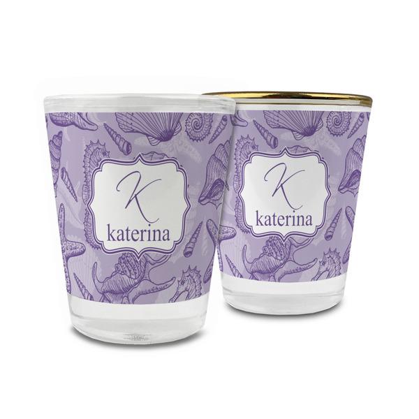 Custom Sea Shells Glass Shot Glass - 1.5 oz (Personalized)
