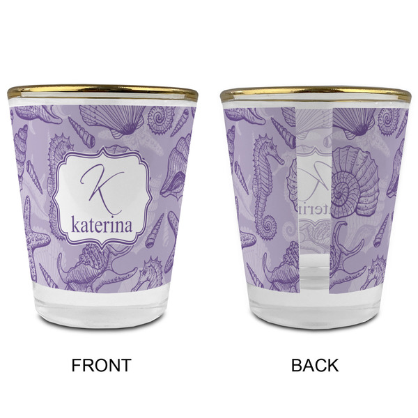 Sea Shells Glass Shot Glass - with gold rim - APPROVAL