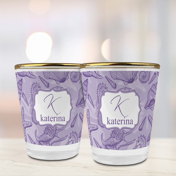 Sea Shells Glass Shot Glass - with gold rim - LIFESTYLE