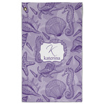 Sea Shells Golf Towel - Poly-Cotton Blend - Large w/ Name and Initial