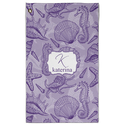 Sea Shells Golf Towel - Poly-Cotton Blend - Large w/ Name and Initial