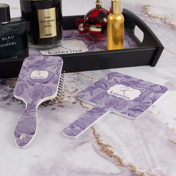 Sea Shells Hair Brush and Hand Mirror - Bathroom Scene