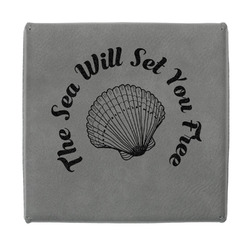 Sea Shells Jewelry Gift Box - Engraved Leather Lid (Personalized)