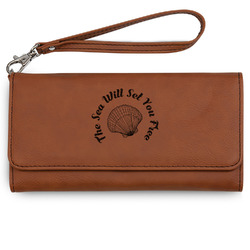 Sea Shells Ladies Leatherette Wallet - Laser Engraved (Personalized)