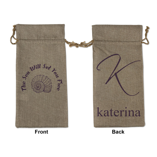 Custom Sea Shells Large Burlap Gift Bag - Front & Back (Personalized)