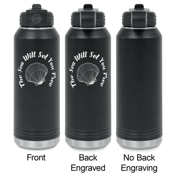 Sea Shells Laser Engraved Water Bottles - 2 Styles - Front & Back View