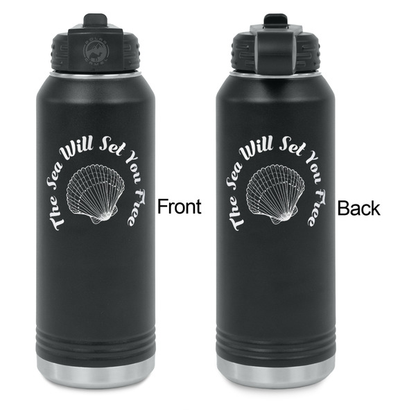 Sea Shells Laser Engraved Water Bottles - Front & Back Engraving - Front & Back View
