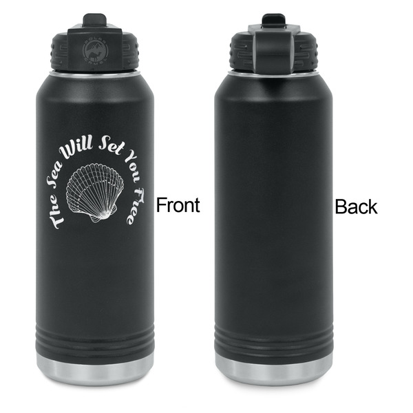 Sea Shells Laser Engraved Water Bottles - Front Engraving - Front & Back View