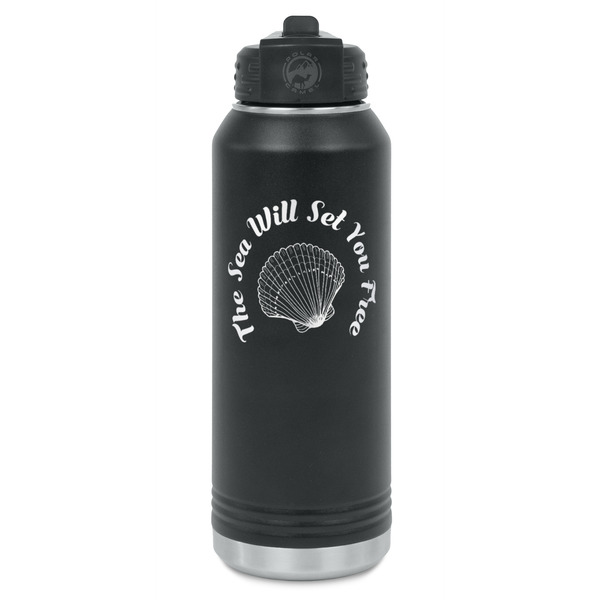 Custom Sea Shells Water Bottle - Laser Engraved - Front (Personalized)