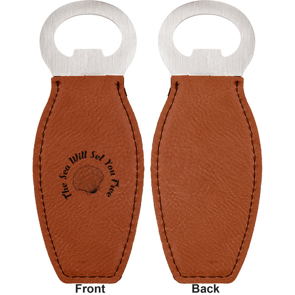 Sea Shells Leather Bar Bottle Opener - Front and Back (single sided)