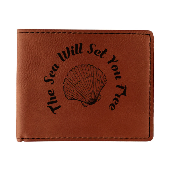 Custom Sea Shells Leatherette Bifold Wallet (Personalized)
