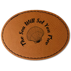 Sea Shells Faux Leather Iron On Patch - Oval (Personalized)