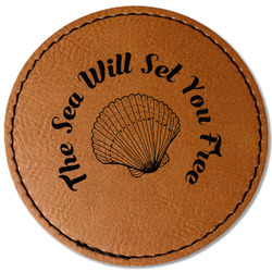 Sea Shells Faux Leather Iron On Patch - Round (Personalized)