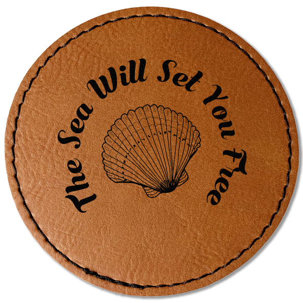Custom Sea Shells Faux Leather Iron On Patch - Round (Personalized)