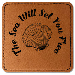 Sea Shells Faux Leather Iron On Patch - Square (Personalized)