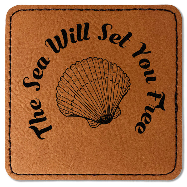 Custom Sea Shells Faux Leather Iron On Patch - Square (Personalized)