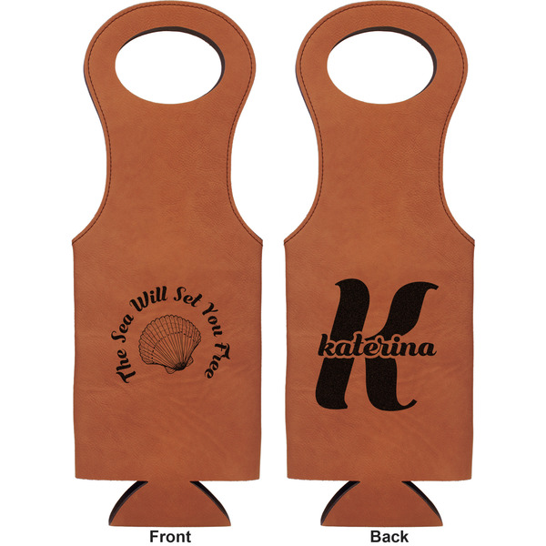 Sea Shells Leatherette Wine Tote Double Sided - Front and Back