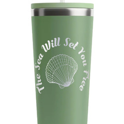 Sea Shells RTIC Everyday Tumbler with Straw - 28oz - Light Green - Single-Sided (Personalized)