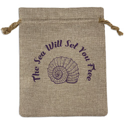 Sea Shells Medium Burlap Gift Bag - Front