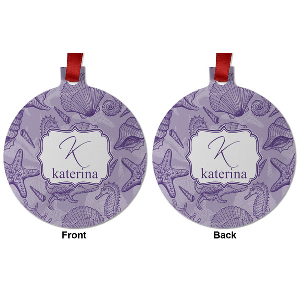 Sea Shells Metal Ball Ornament - Front and Back