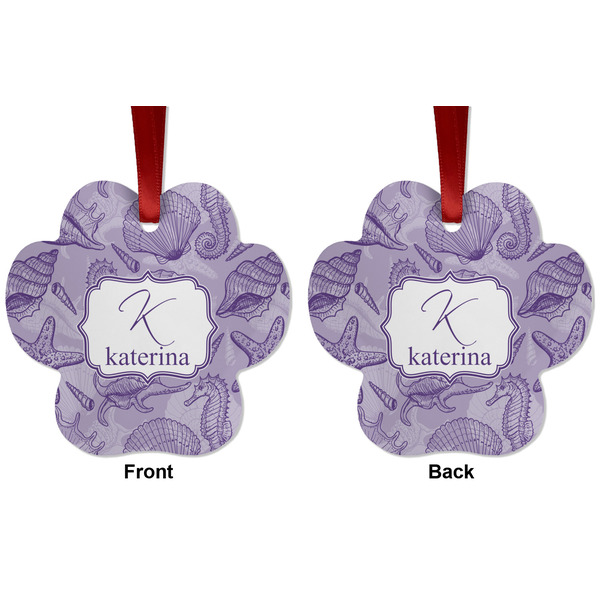 Sea Shells Metal Paw Ornament - Front and Back