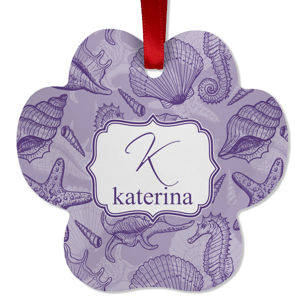 Sea Shells Metal Paw Ornament - Front