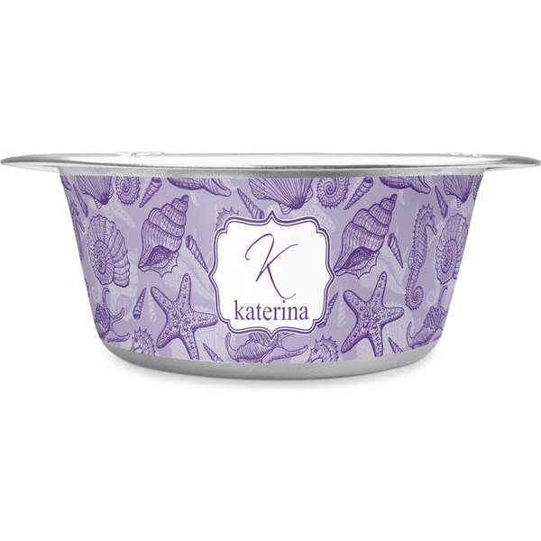 Custom Sea Shells Stainless Steel Dog Bowl - Large (Personalized)