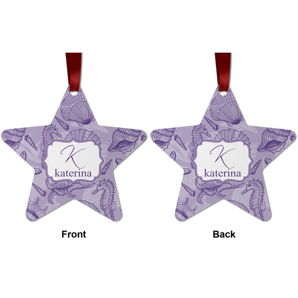 Sea Shells Metal Star Ornament - Front and Back