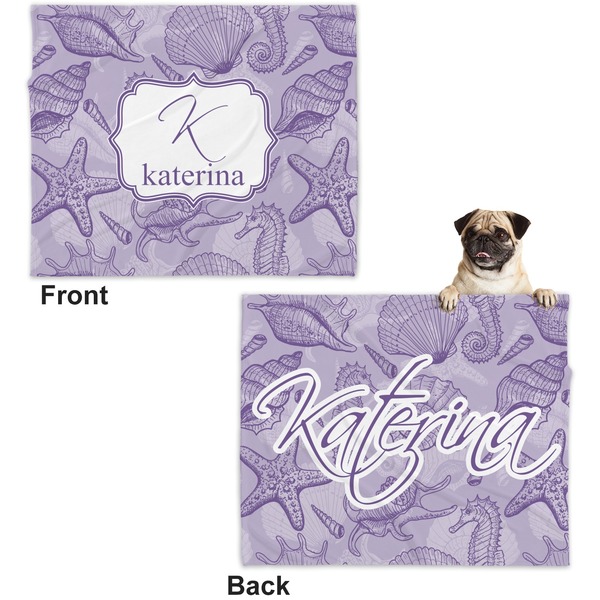 Sea Shells Microfleece Dog Blanket - Large- Front & Back