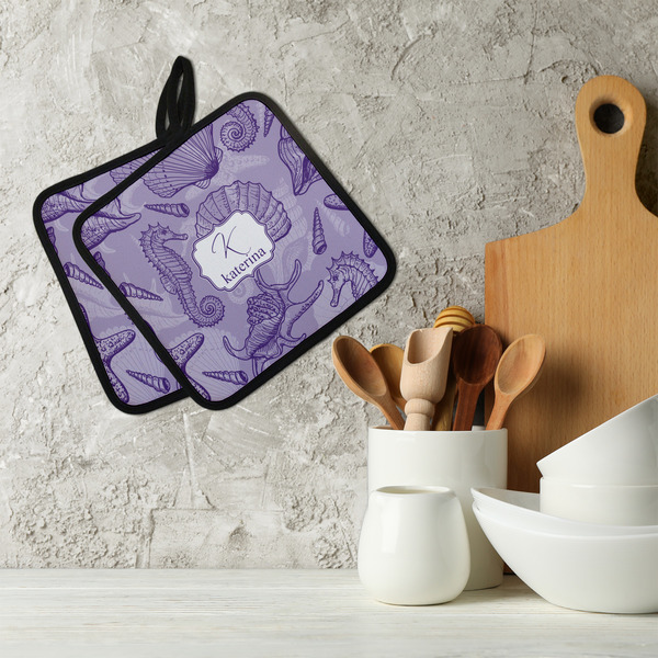 Sea Shells Neoprene Pot Holder - Set of 2  LIFESTYLE