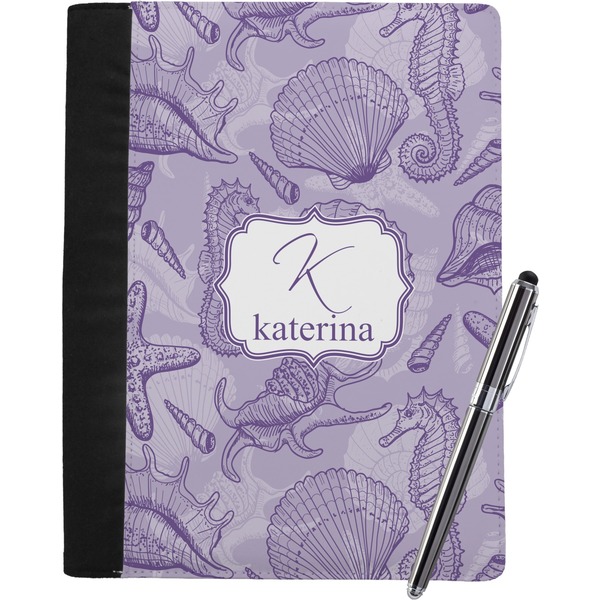 Custom Sea Shells Notebook Padfolio - Large w/ Name and Initial