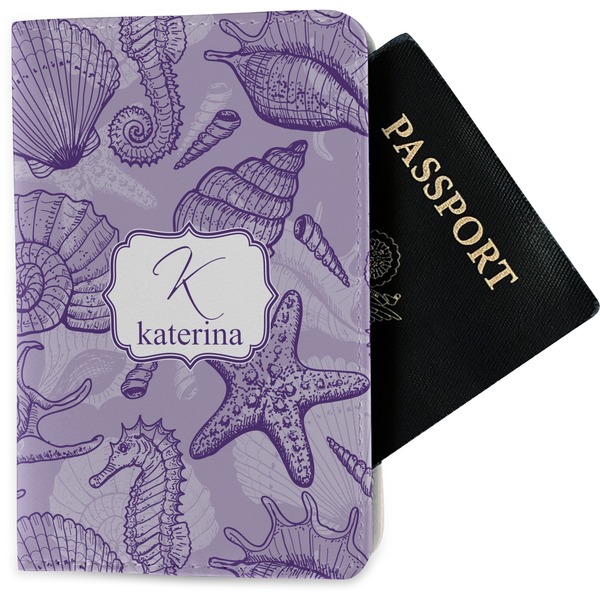 Custom Sea Shells Passport Holder - Fabric (Personalized)