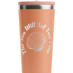 Sea Shells RTIC Everyday Tumbler with Straw - 28oz - Peach - Single-Sided (Personalized)