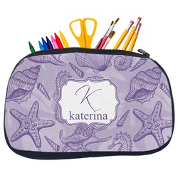 Sea Shells Neoprene Pencil Case - Medium w/ Name and Initial
