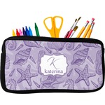 Sea Shells Neoprene Pencil Case - Small w/ Name and Initial