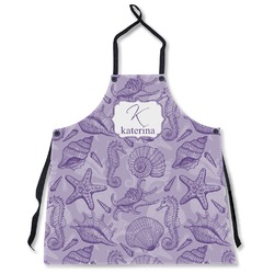 Sea Shells Apron Without Pockets w/ Name and Initial