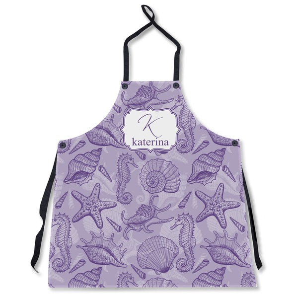 Custom Sea Shells Apron Without Pockets w/ Name and Initial