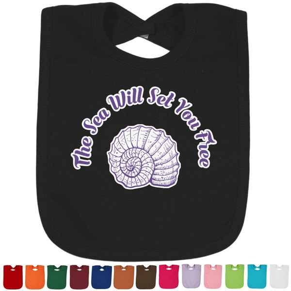 Custom Sea Shells Cotton Baby Bib (Personalized)