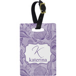 Sea Shells Plastic Luggage Tag - Rectangular w/ Name and Initial