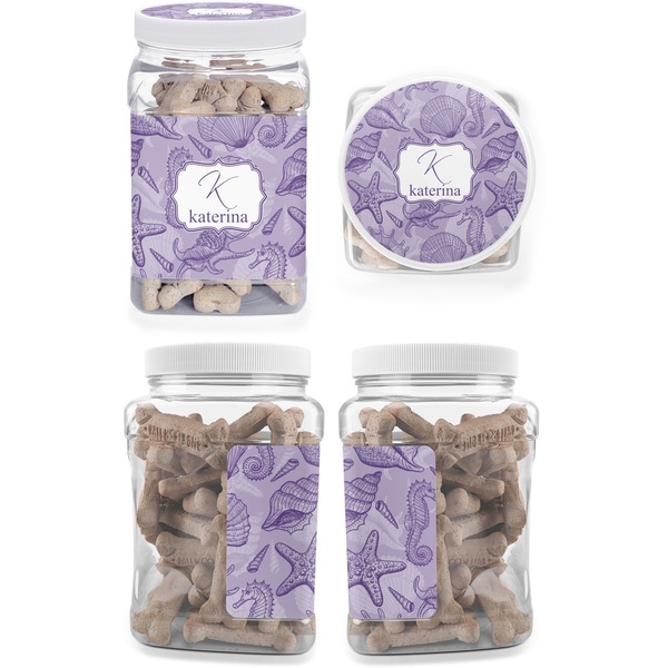 Sea Shells Pet Treat Jar - Multiple Angles