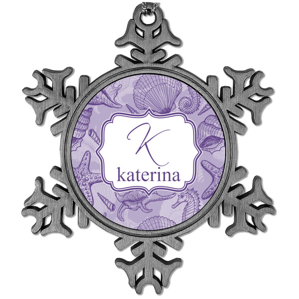 Custom Sea Shells Vintage Snowflake Ornament (Personalized)