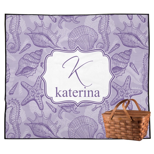 Custom Sea Shells Outdoor Picnic Blanket (Personalized)