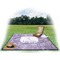 Sea Shells Picnic Blanket - with Basket Hat and Book - in Use